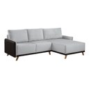 Ver imagem 2 de Sofá 4 Lugares com Chaise Lado Direito 258cm Corino Geribá Cinza Claro/Preto