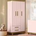 Ver imagem 2 de Guarda Roupa Infantil 3 Portas Slim Q Encanto Rosa - Qmovi