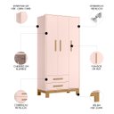 Ver imagem 3 de Guarda Roupa Infantil 3 Portas Slim Q Encanto Rosa - Qmovi