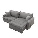 Ver imagem 4 de Sofá Cama Linho em Madeira Eucalipto 240cm Meu Sofá Online A230 Linho Cinza