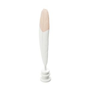 Decor Resina Rouind Base Feather Branca/rosa Peq 5x5x27cm Urban - 1