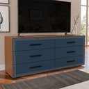 Ver imagem 1 de Cômoda Valência 6 Gavetas Freijó/azul - Politorno
