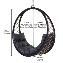 Balanço Suspenso Corda Náutica e Alumínio Trama Original para Área, Jardim, Piscina - Trama Original - 3