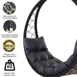 Balanço Suspenso Corda Náutica e Alumínio Trama Original para Área, Jardim, Piscina - Trama Original - 4