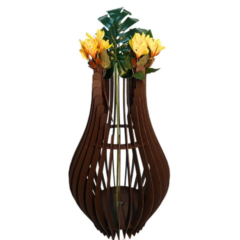 Vaso de Chão Decorativo Grande Andromeda Mdf:preto/85x30cm