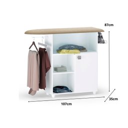Balcão Tábua de Passar Roupas Mariana Branco com Porta Cabide - Ajl Móveis Balcão Passadeira de Roup - 2