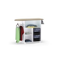 Balcão Tábua de Passar Roupas Mariana Branco com Porta Cabide - Ajl Móveis Balcão Passadeira de Roup - 3