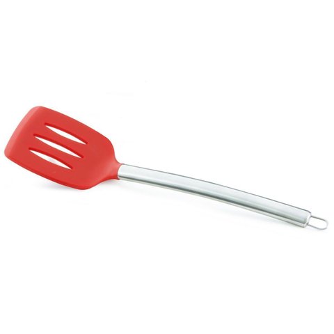 Espatua Vazada Silicone com Cabo de Aço Inox Utensilios do Chef