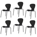 Ver imagem 1 de Kit 6 Cadeiras Empilháveis Base Aço Tubular Flash Preto