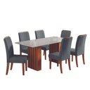 Ver imagem 1 de Conjunto de Mesa Sala de Jantar Ripada Tampo com Vidro Santiago 1,80m 6 Cadeiras Grécia Dobuê