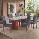 Ver imagem 6 de Conjunto de Mesa Sala de Jantar Ripada Tampo com Vidro Santiago 1,80m 6 Cadeiras Grécia Dobuê