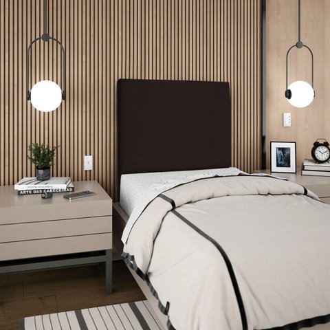 Cabeceira Cama Box Organica Solteiro 90cm Luna Suede C/frame Marrom
