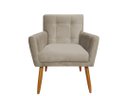 Ver imagem 3 de Kit Namoradeira + 2 Poltronas Decorativa Onix Suede Bege Pés Madeira Mz Decor