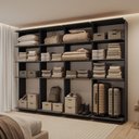 Ver imagem 1 de Guarda-Roupas Closet Modulado Alasca 240cm 4 Peças com 12 Prateleiras Preto Touch Carraro