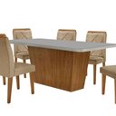 Ver imagem 2 de Mesa Sala de Jantar Aida 180cm e 6 Cadeiras Melissa Moderna Turim 07/off White/imbuia