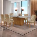 Ver imagem 4 de Mesa Sala de Jantar Aida 180cm e 6 Cadeiras Melissa Moderna Turim 07/off White/imbuia