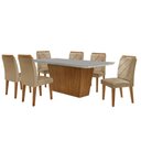 Ver imagem 1 de Mesa Sala de Jantar Aida 180cm e 6 Cadeiras Melissa Moderna Turim 07/off White/imbuia