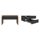 Ver imagem 3 de Conjunto para Escritório 2 Pessoas Kit 2 Mesas Operacionais 1250 com Gavetas 125,3cm Marrom/Nogal/Preto Artany