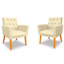 Ver imagem 1 de Kit 2 Poltronas Cadeira com Capitonê para Sala Clássica e Confortável em Suede