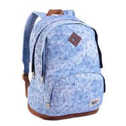 Mochila Feminina Faculdade Trabalho Material Tipo Jeans Moda - Azul - 1