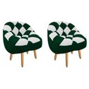 Ver imagem 1 de Kit 02 Poltrona Paloma Escritório Sala Pé Palito Suede Verde e Suede Branco - Dominic Decor