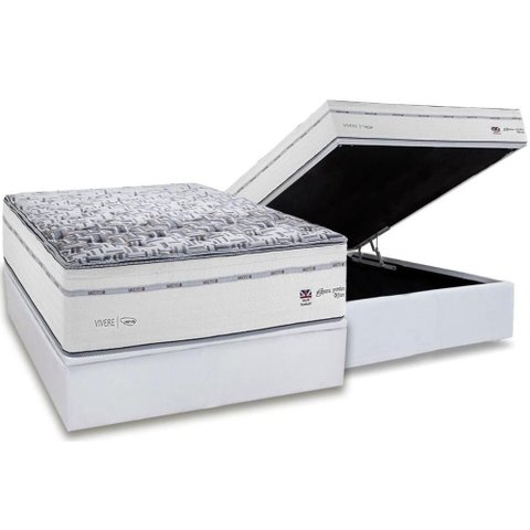 Conjunto Box Baú Casal: Colchão Molas Herval Ensacadas Maxspring C1723 + Base Crc Linhão White (
