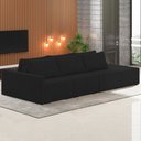 Ver imagem 2 de Sofá Ilha Modular com Puff para Sala Living 342cm Georgia K04 Veludo Preto - Mpozenato