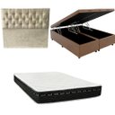 Ver imagem 1 de Cama Box Baú Bipartida Blindada + Colchão Eagle Molas Bonnel 22cm | Kit Completo com Cabeceira Boton