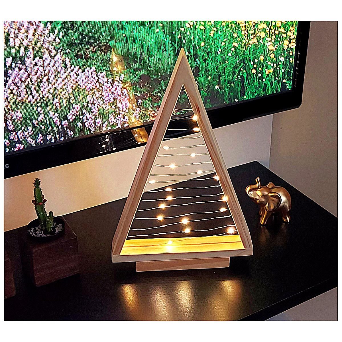 Arvore de Natal Pinheiro Mini Arvore de Mesa 35 Cm com Led