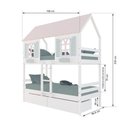 Ver imagem 3 de Beliche Casinha Bela com 2 Gavetas - Madeira Maciça Branco/rosa/verde | Megamobilia