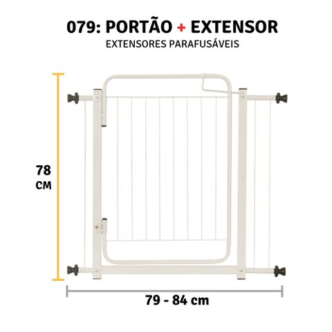 Grade de Porta Portão Retrátil Pet Cães Criança 79 a 84 Cm: