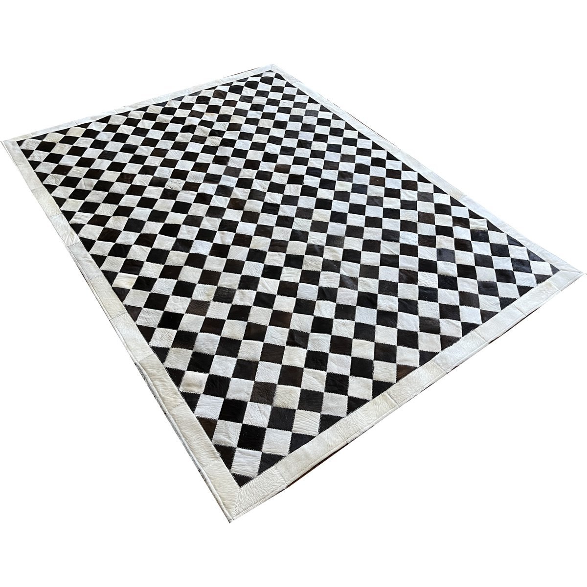 Tapete De Couro Tabuleiro branco preto diagonal 1,50x2,00 cb - 2