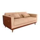 Ver imagem 1 de Sofá Cama Pala 203cm Reclinável Courino Marrom | Linho Areia - Sallar Home