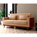 Ver imagem 2 de Sofá Cama Pala 203cm Reclinável Courino Marrom | Linho Areia - Sallar Home