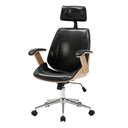 Ver imagem 1 de Cadeira Office Lisboa Madeira Natural Pu Preto - 75639