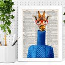 Ver imagem 2 de Quadro Decorativo Girafa Gola Rolê 24x18cm - com Vidro:moldura Preta