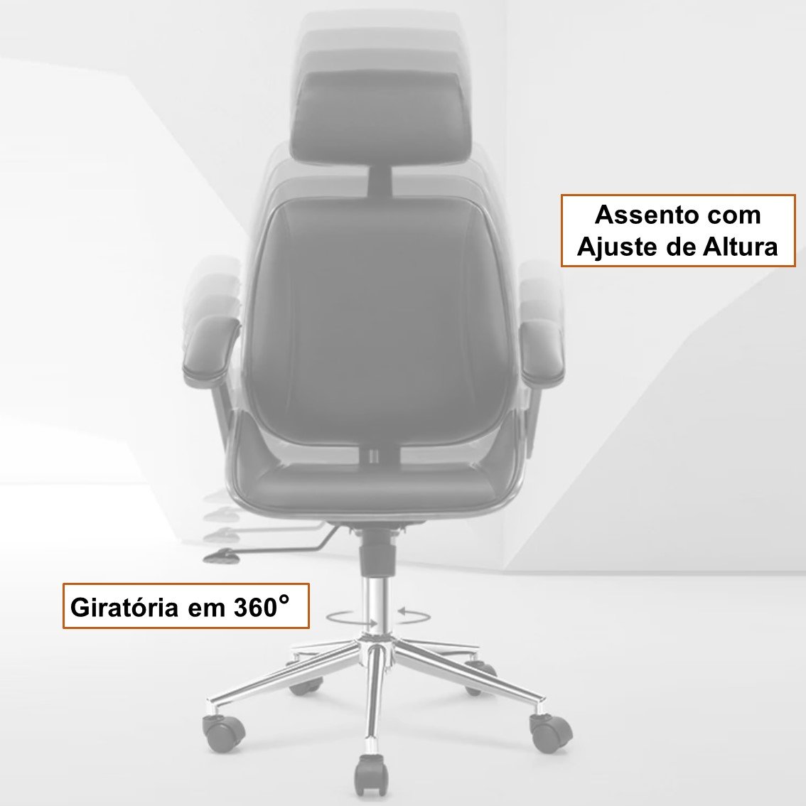 Cadeira de Escritório Presidente Giratória com Apoia Cabeça Office Lisboa  - 7
