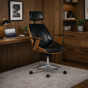 Ver imagem 1 de Cadeira de Escritório Presidente Giratória com Apoia Cabeça Office Lisboa Preto