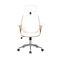 Cadeira de Escritório Presidente Giratória com Apoia Cabeça Office Lisboa Branco/Marrom Rivatti - 2 Cadeira de Escritório Presidente Giratória com Apoia Cabeça Office Lisboa Branco/Marrom Rivatti - 2