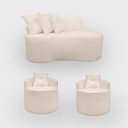 Ver imagem 1 de Kit 2 Poltronas com Sofá Curvo 2 Lugares Feijão Forma Orgânica Bouclé