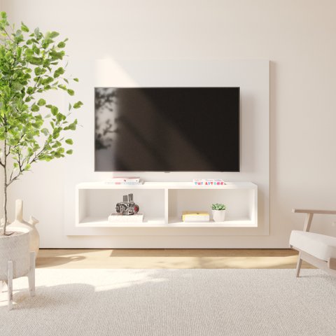 Painel Para Tv Até 44 Polegadas Com Nichos Madri - Branco Fosco