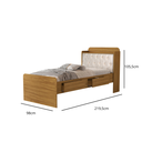 Ver imagem 2 de Cama Solteiro Tamires com Capitone Estofado Gavetas Pretaleiras e Bau para Quarto Nature/bege