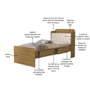 Ver imagem 3 de Cama Solteiro Tamires com Capitone Estofado Gavetas Pretaleiras e Bau para Quarto Nature/bege