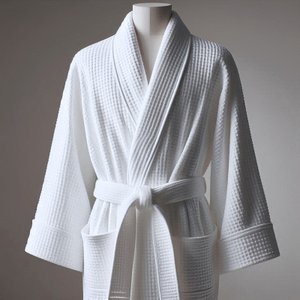 Roupao Piquet Algodao Branco com Vivo Branco M