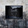 Quadro Clube Atlético MG Fundo Aramado 24x18cm - com vidro:Madeira preta - 1