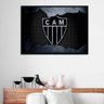 Quadro Clube Atlético MG Fundo Aramado 24x18cm - com vidro:Madeira preta - 2