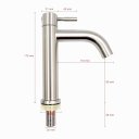 Ver imagem 3 de Torneira Lavatório Mesa Baixa Aço Inox 304 Escovado 1/4