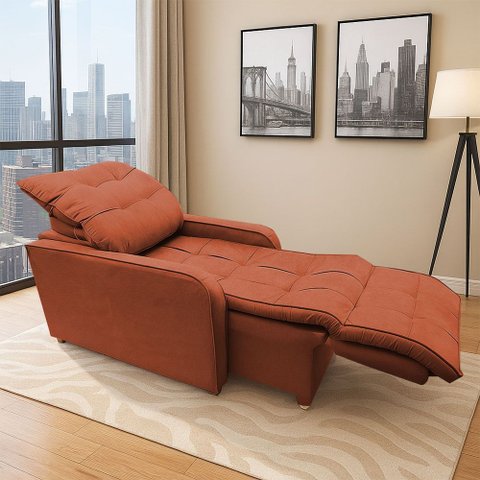 Poltrona Retratil Reclinavel Rodape Regulavel Amamentação Azera Terracota