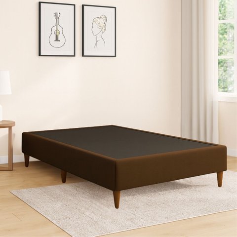 Caixa Base Box Solteiro Resistente em Veludo Premium Moderno:marrom
