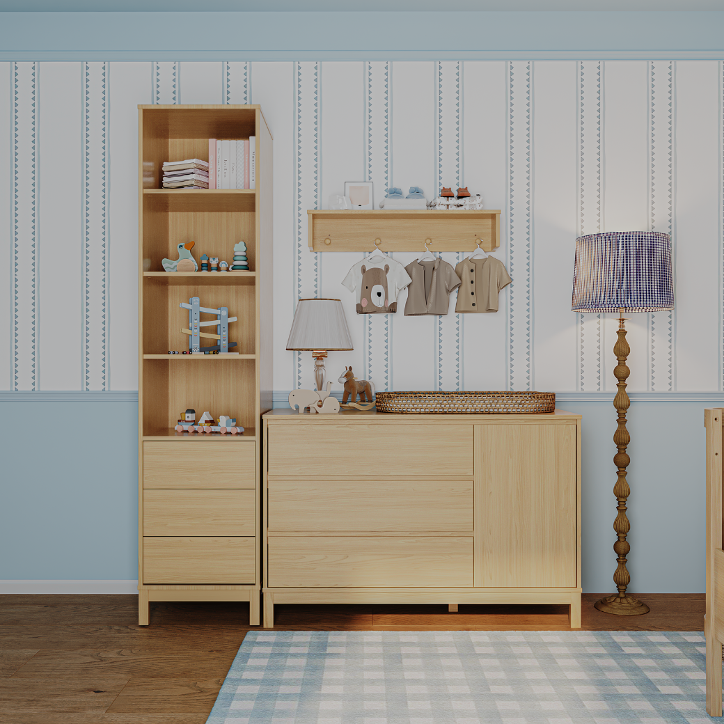 Cômoda para Quarto 3 Gavetas e 1 Porta Mdf Carvalho Malva 3 Gavetas e 1 Porta Linha Soley - 5